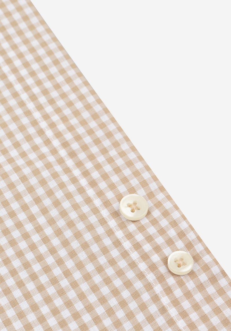 Dust Beige Checked Poplin Shirt