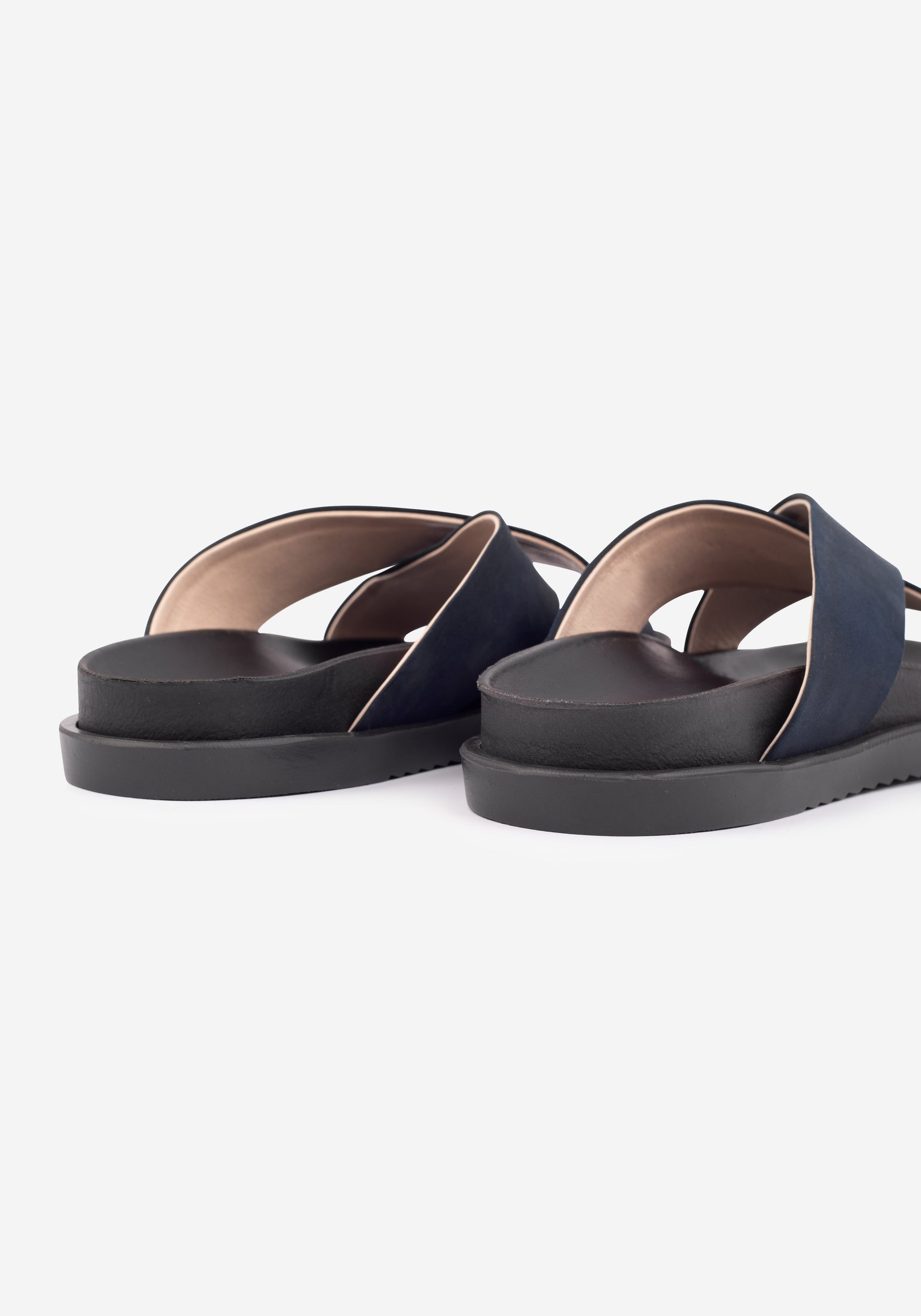 Atlantic Navy Crossover Leather Slide