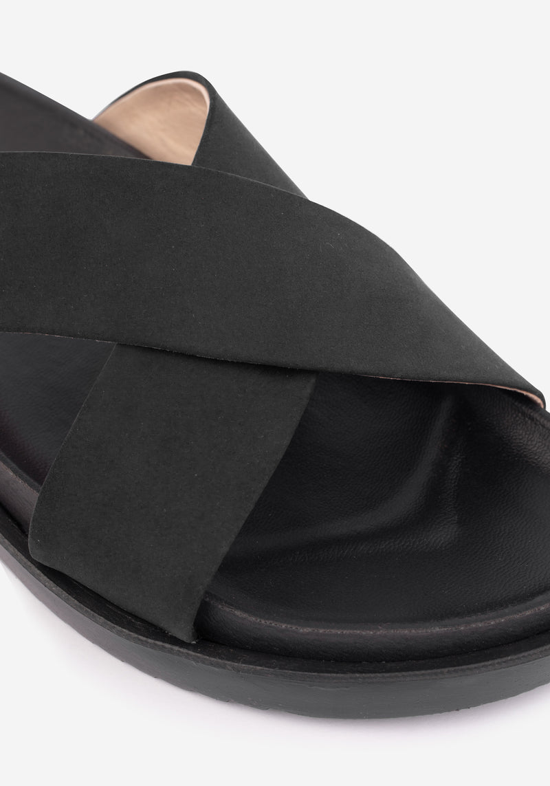 Shadow Black Crossover Leather Slide