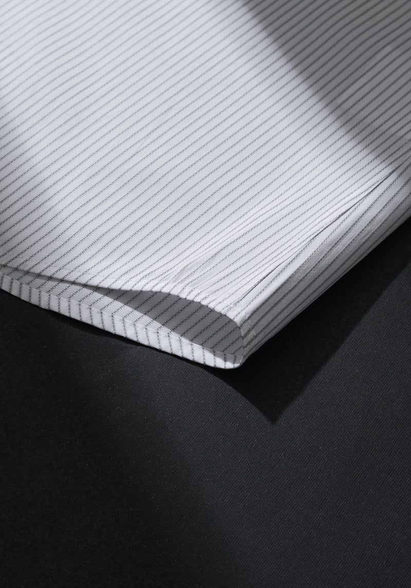 Silver Grey Stripe Fine Poplin Shirt