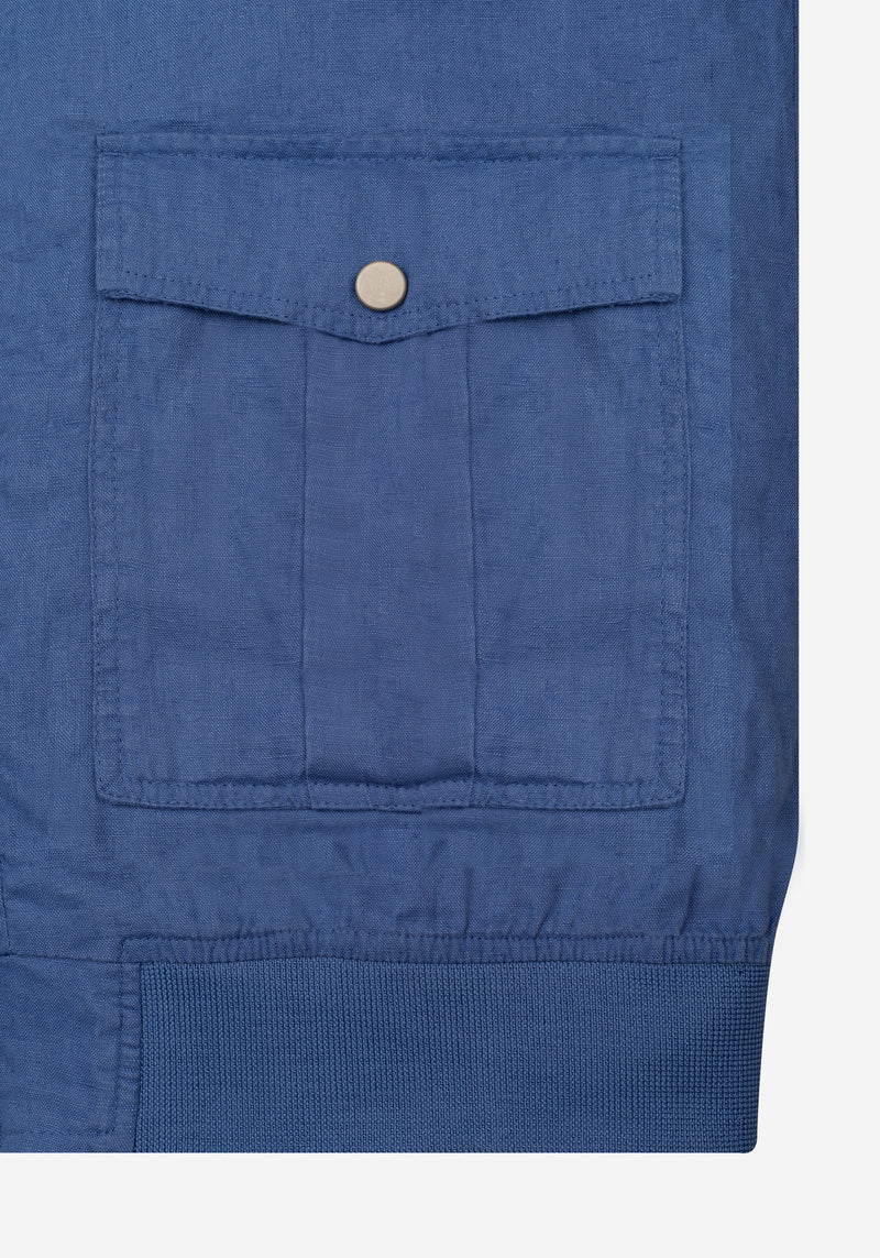 Pier Blue Pure Linen Double-Zip Jacket