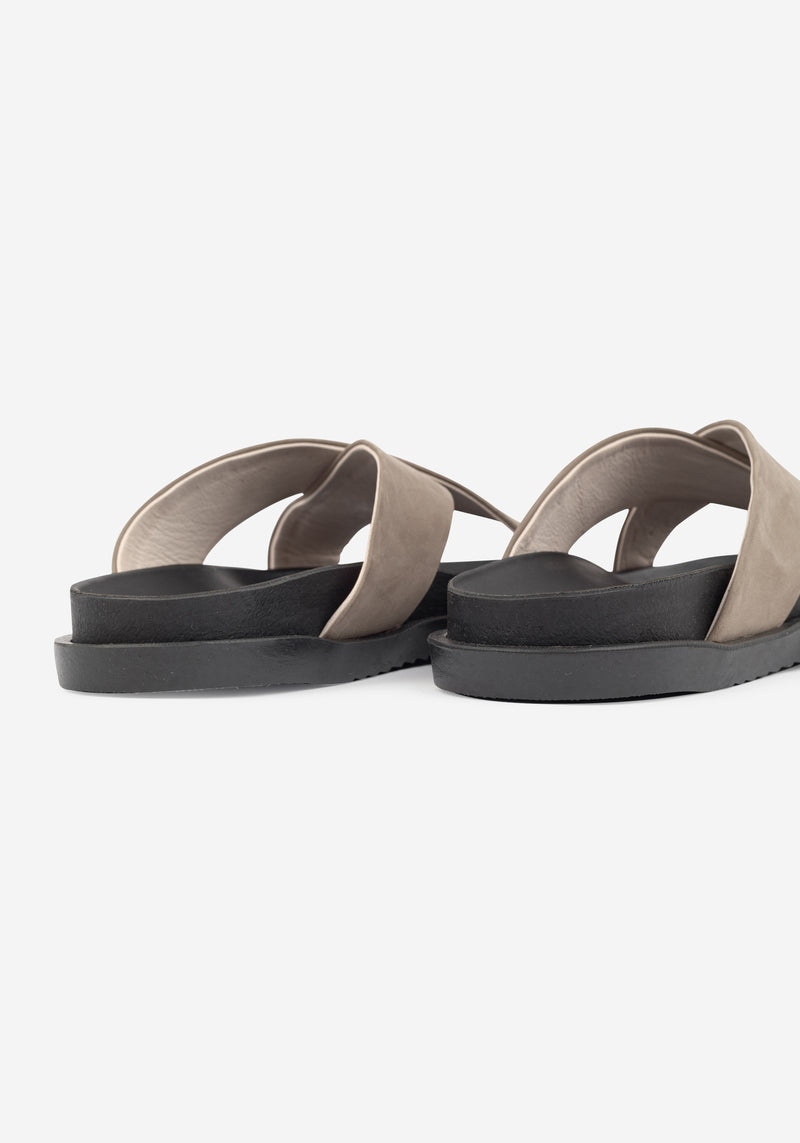 Shore Beige Crossover Leather Slide