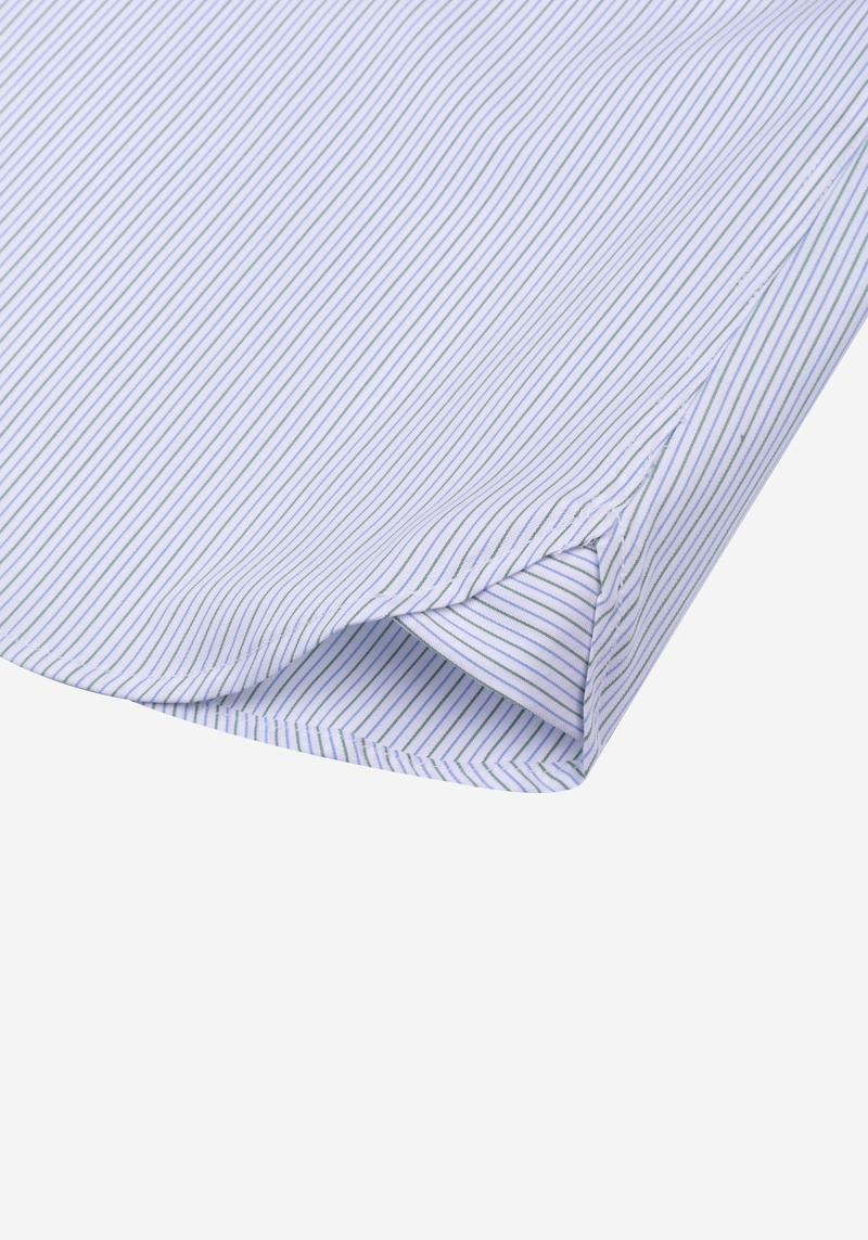 White Parti-Colored Stripe Twill Shirt