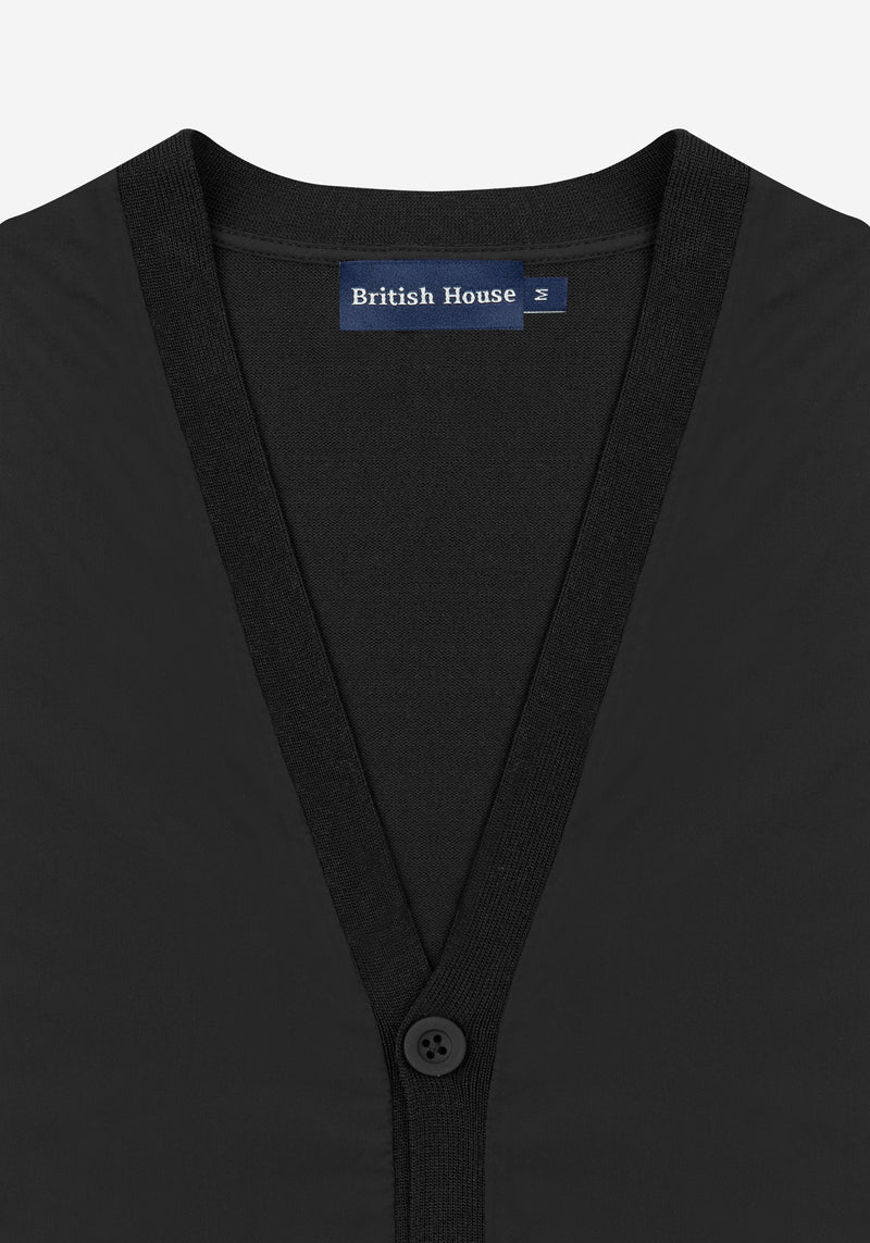Carbon Black Polyamide Cardigan