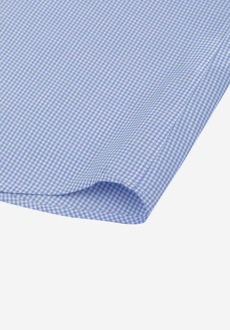 Pale Blue Checked Poplin Shirt