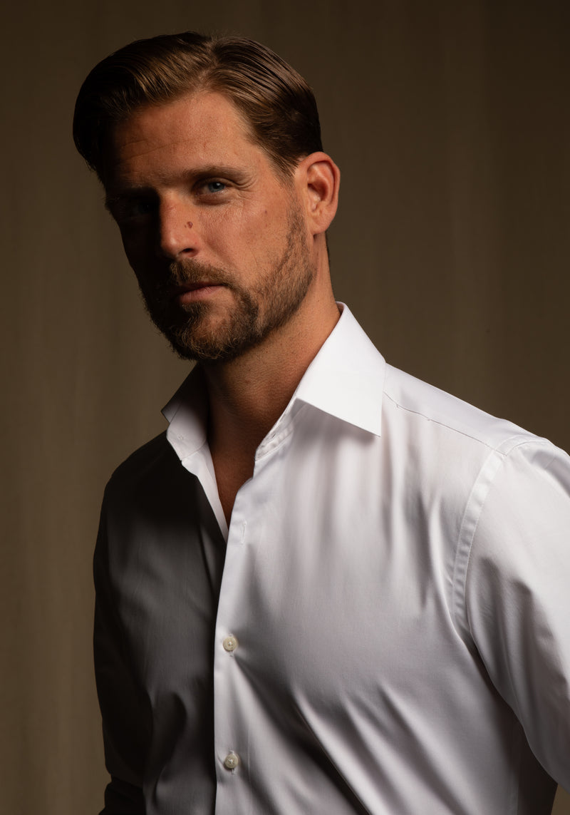 Crystal White Luxe Twill Shirt - Wrinkle-free