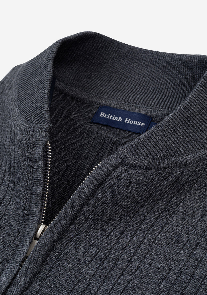 Raven Grey Double-Zipped Merino Wool Blend Pullover