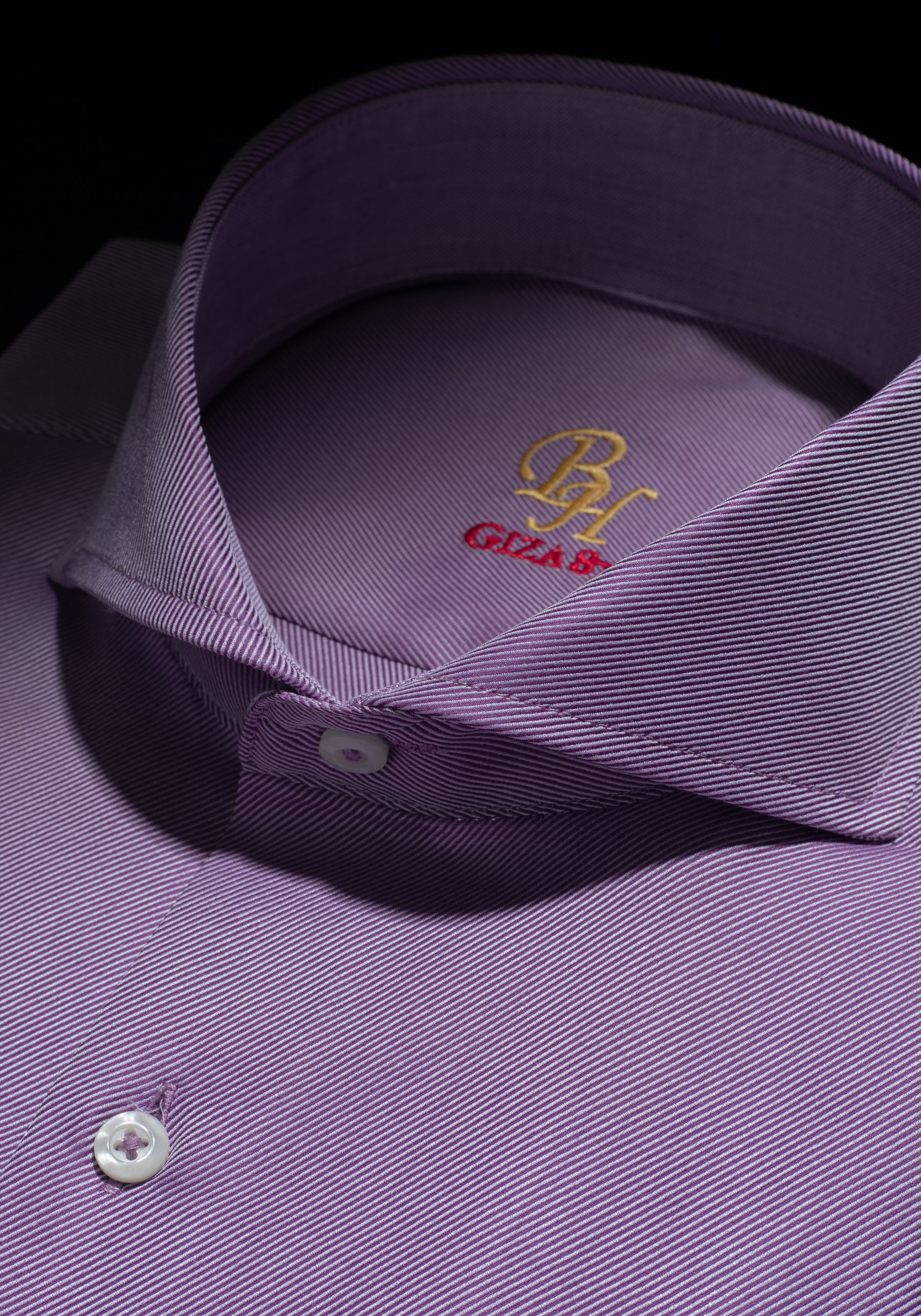 Giza 87 Cotton Grape Purple Stripe Fine Twill Shirt