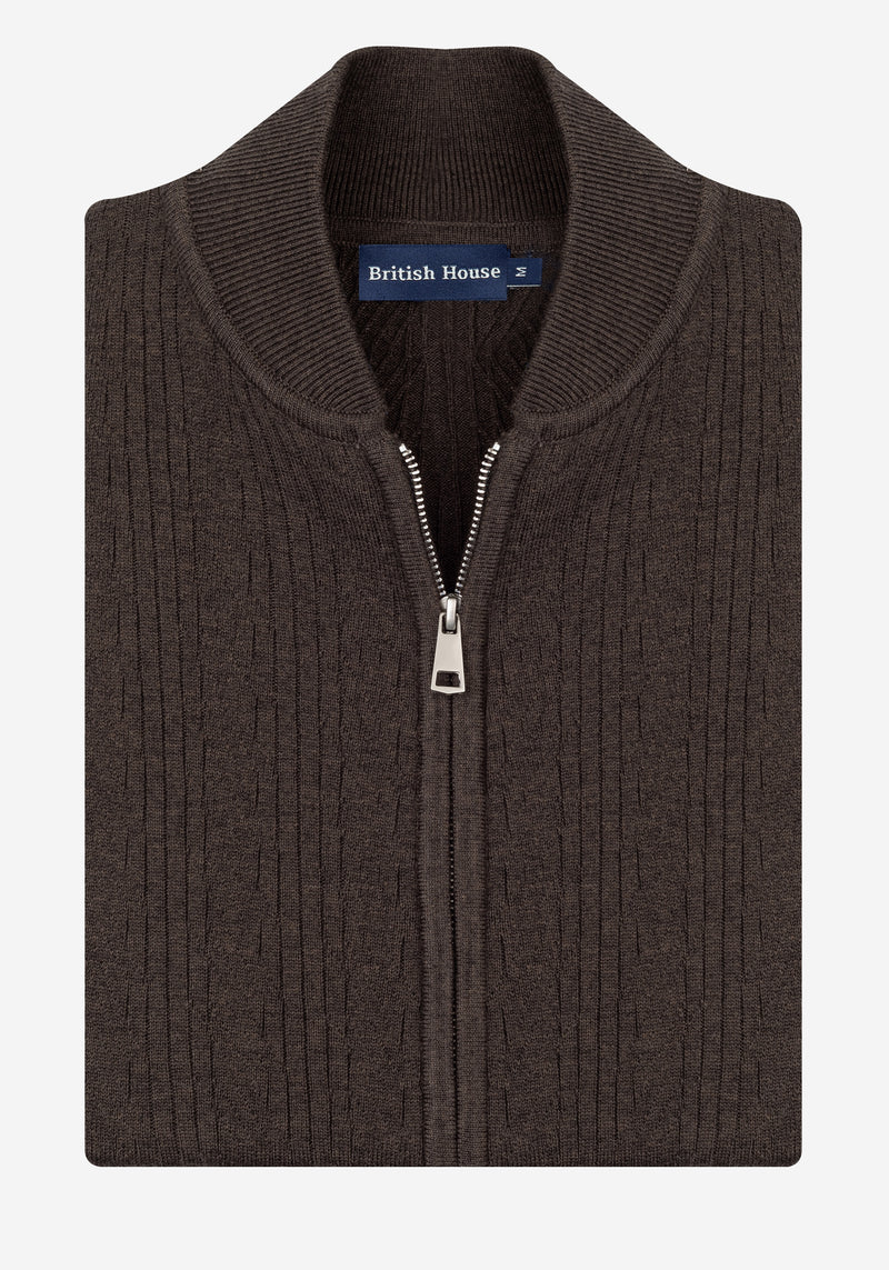 Cliff Brown Double-Zipped Merino Wool Blend Pullover