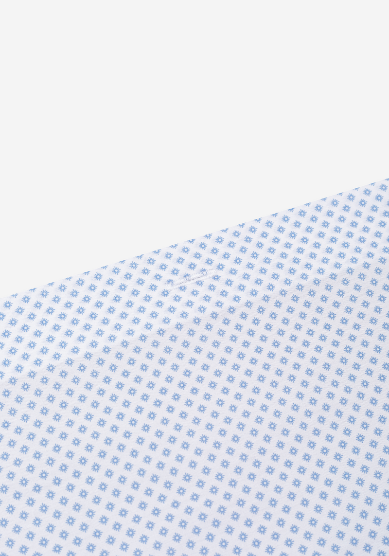 White Blue Floral Poplin Shirt