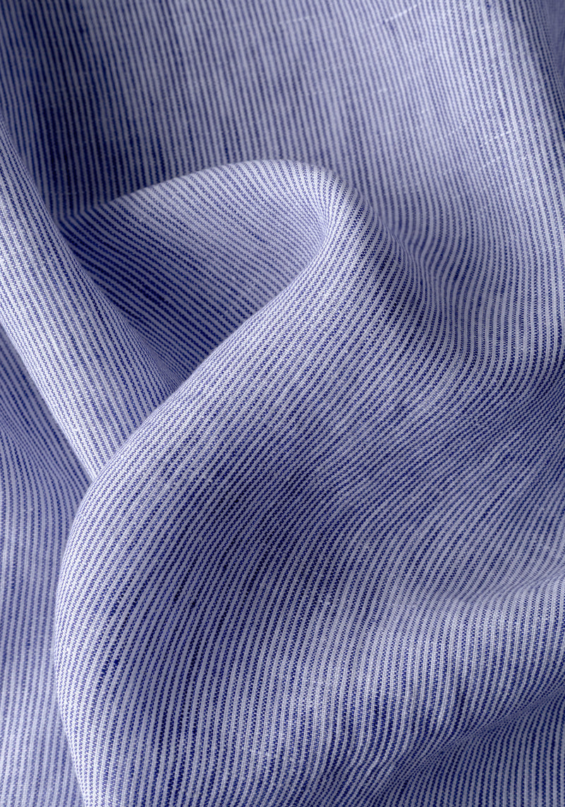 Marine Blue Stripe Belgian Linen Shirt