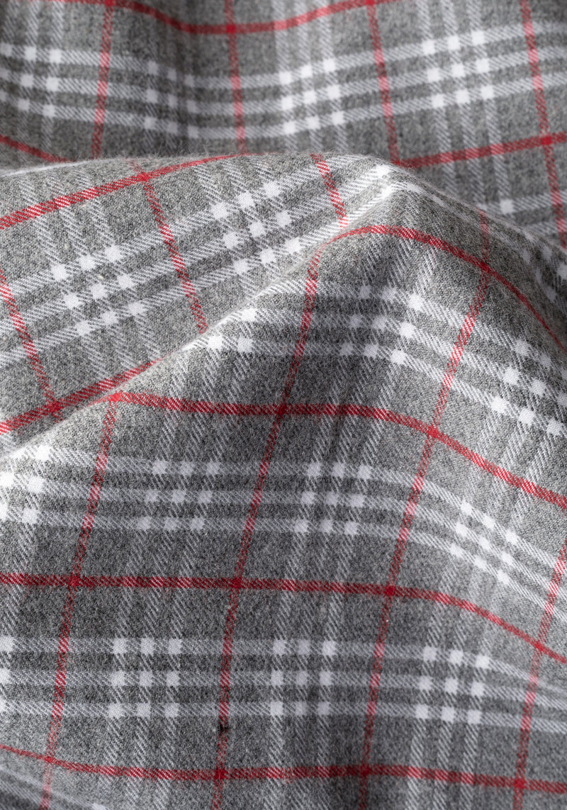 Steel Red Grey Checked Flannel Shirt