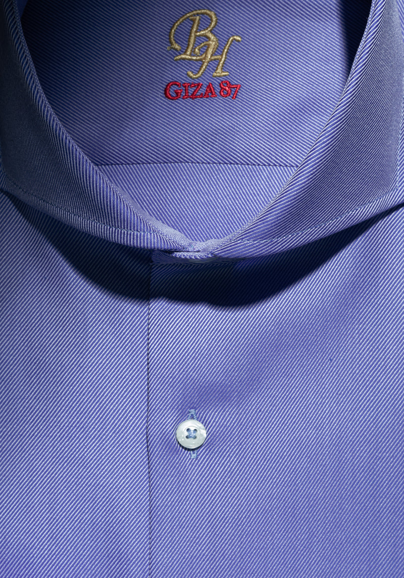 Giza 87 Cotton Silent Blue Stripe Fine Twill Shirt