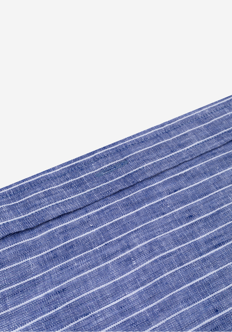Marine Blue Stripe Belgian Linen Shirt