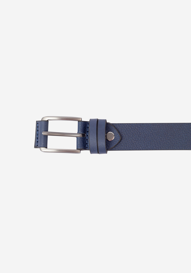 True Navy Leather Belt