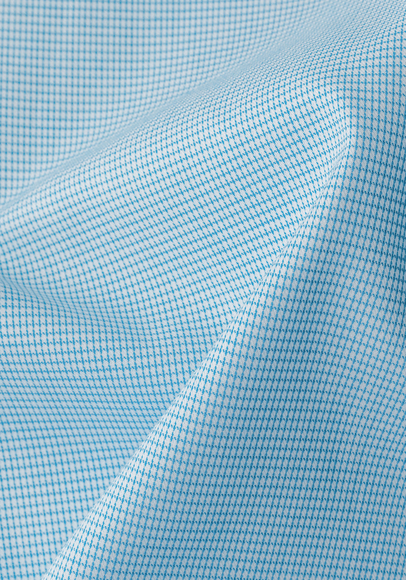 Aqua Blue Checked Mini Houndstooth Shirt