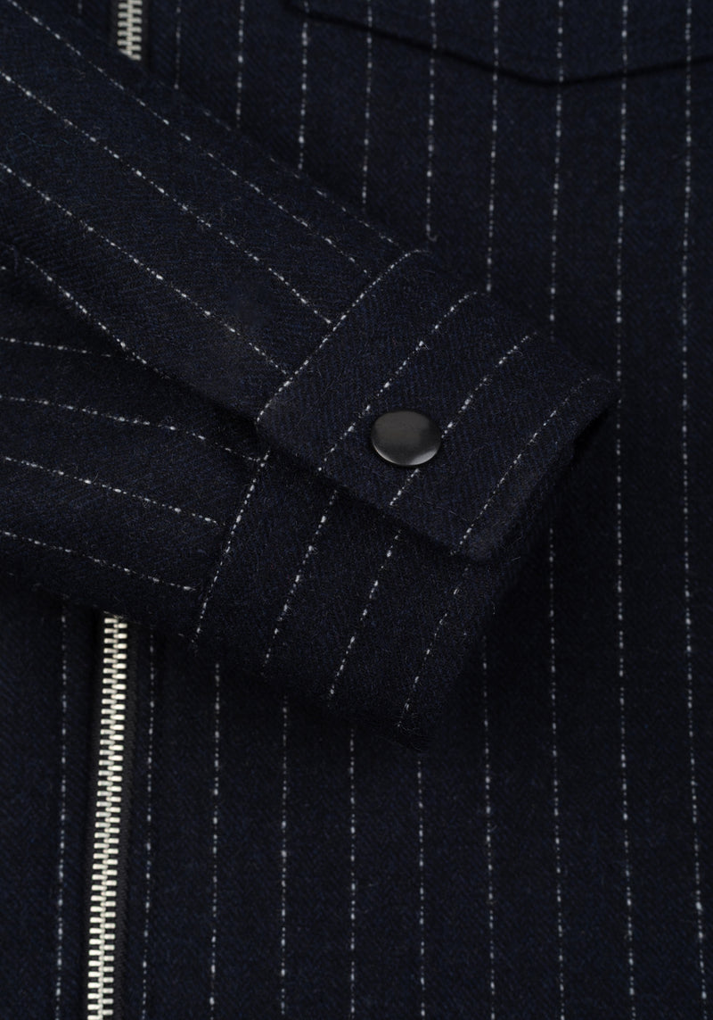 Noir Navy Stripe Wool-Blend Bomber Jacket