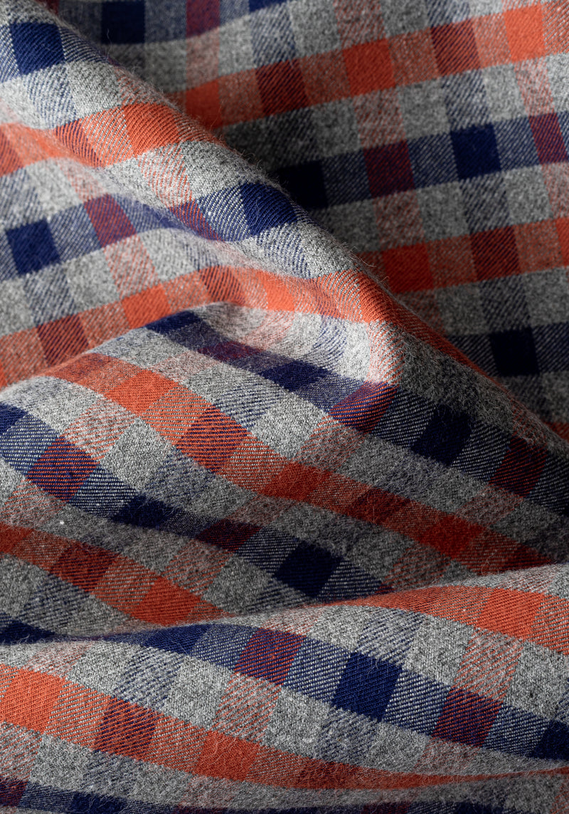 Rust Orange Navy Checked Flannel Shirt