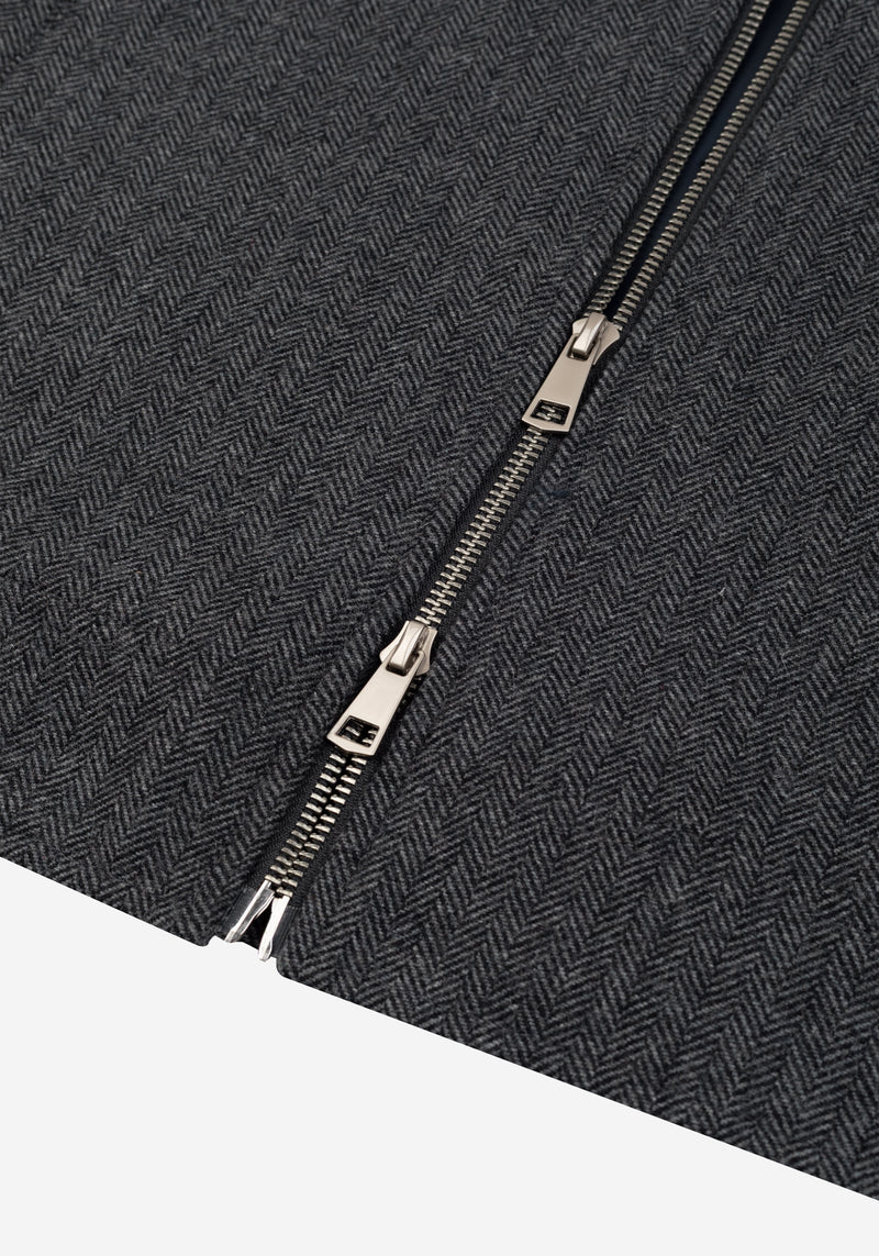 Anthracite Grey Wool-Blend Bomber Jacket