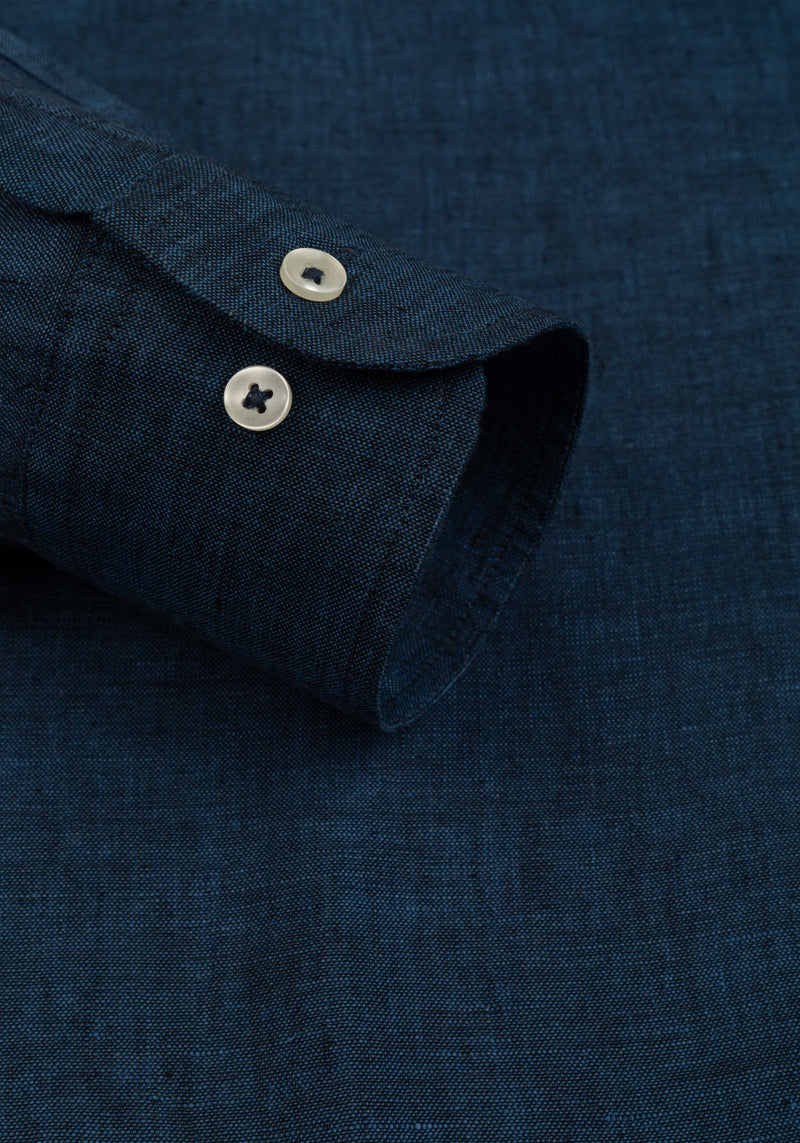 Classic Navy Belgian Linen Shirt