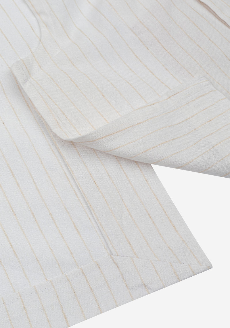 White Desert Beige Stripe Cotton Tencel Linen Blazer
