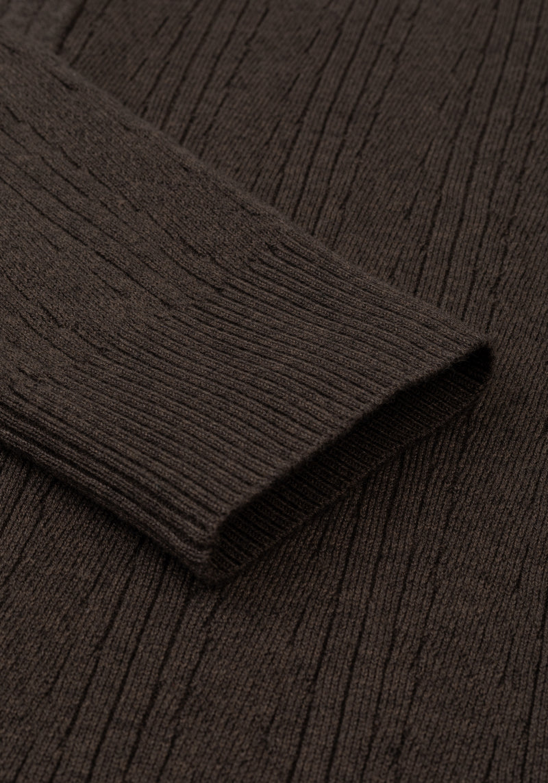 Cliff Brown Double-Zipped Merino Wool Blend Pullover