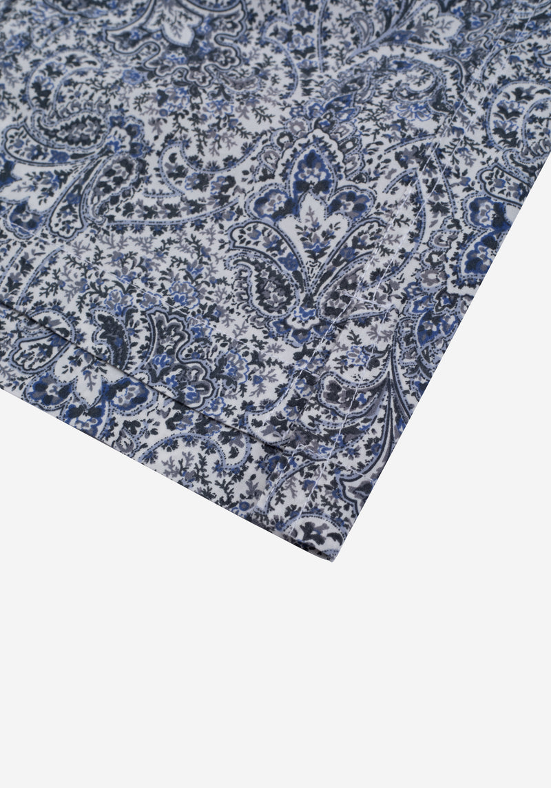 White Midnight Blue Poplin Resort Shirt - Short Sleeve