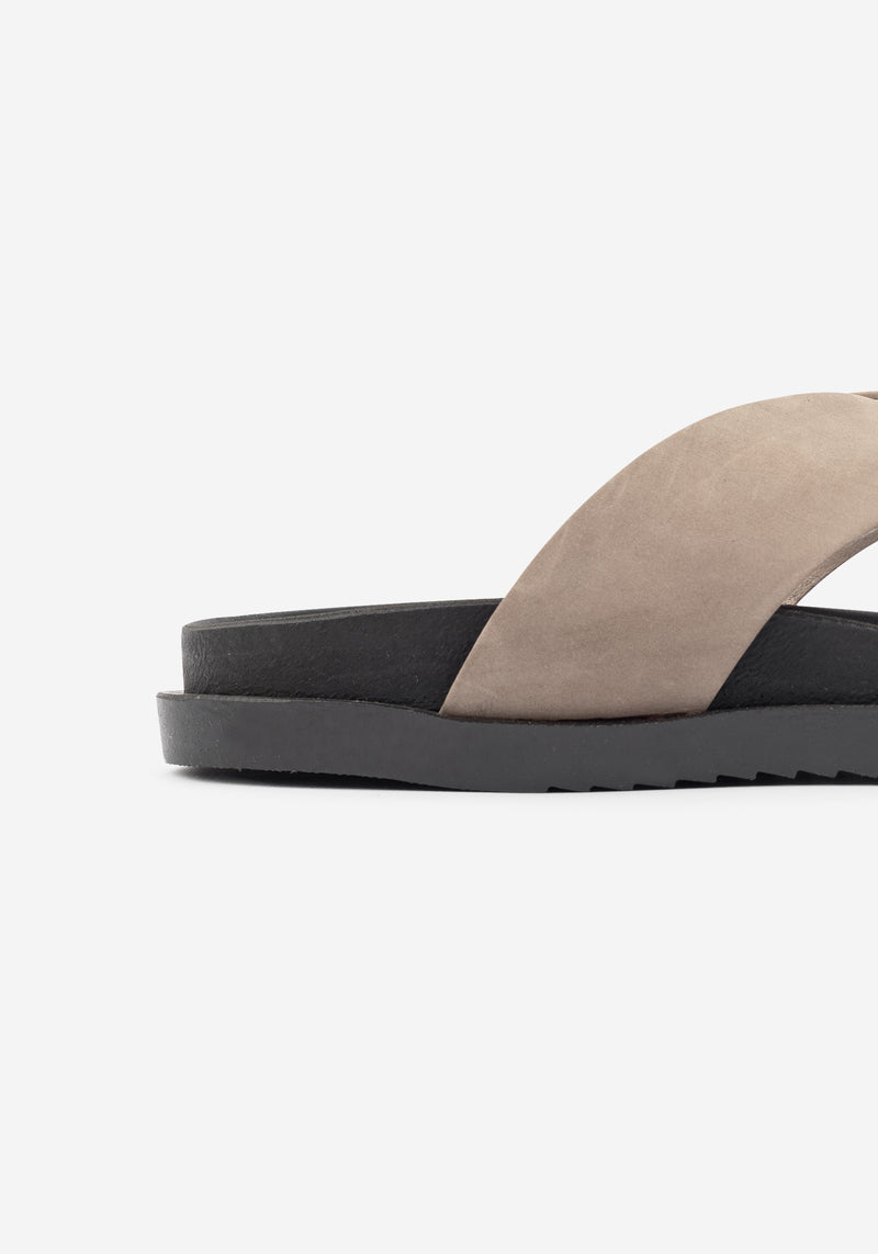 Shore Beige Crossover Leather Slide