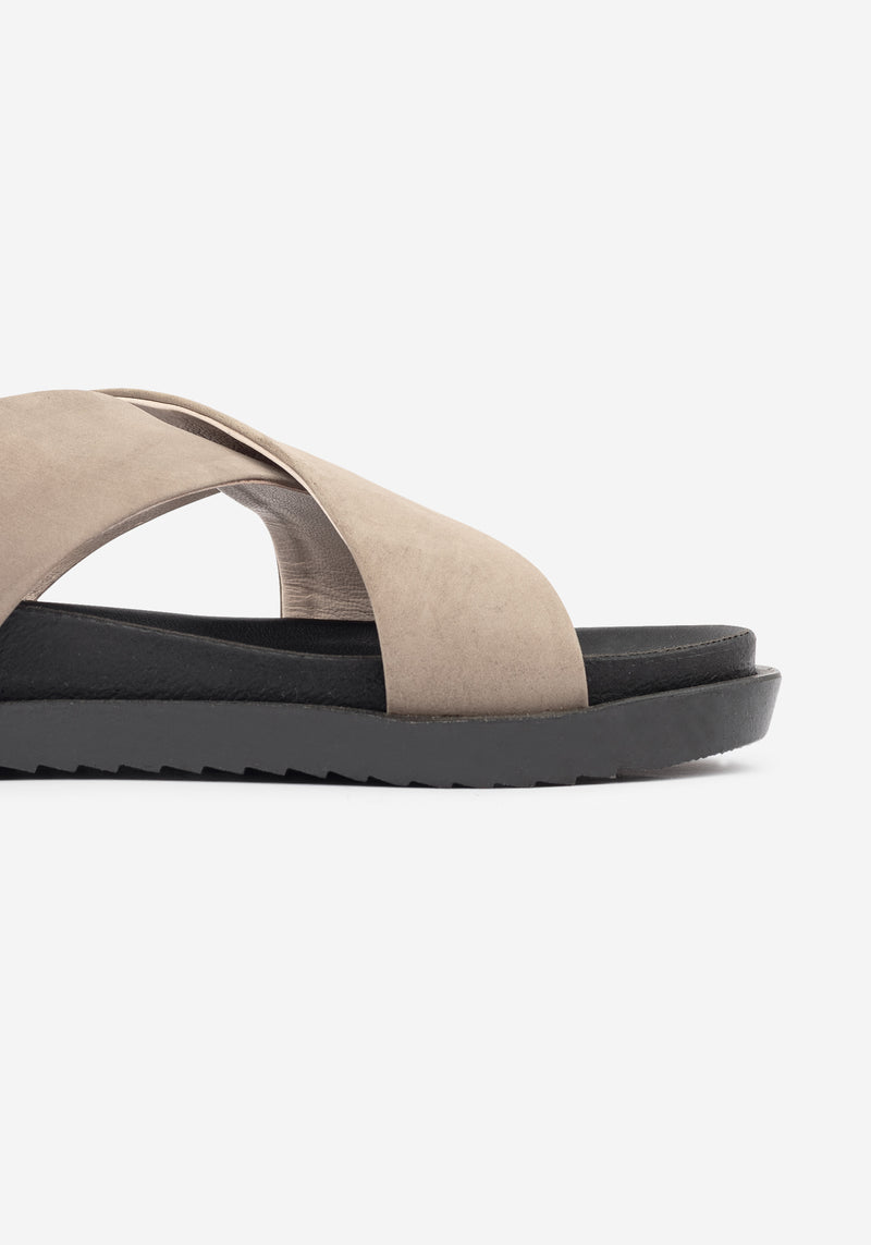 Shore Beige Crossover Leather Slide
