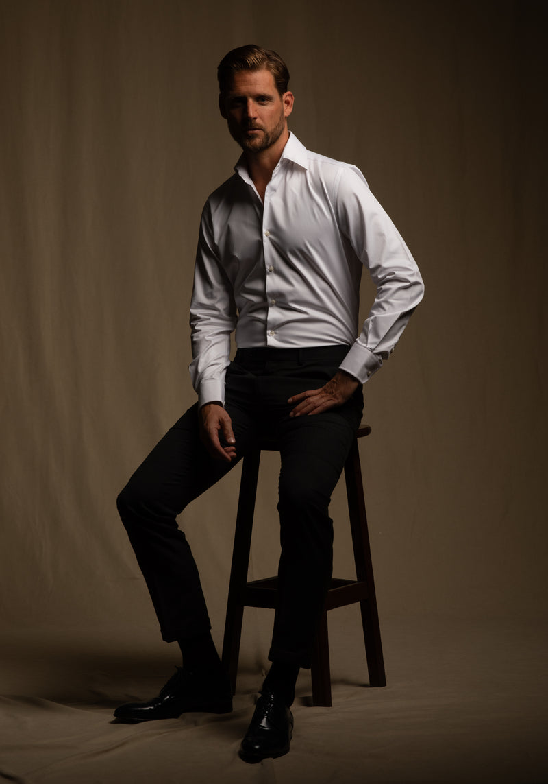 Crystal White Luxe Twill Shirt - Wrinkle-free