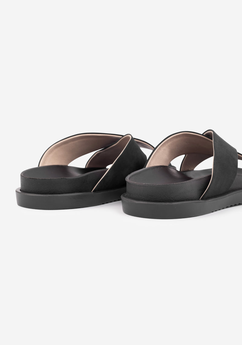 Shadow Black Crossover Leather Slide