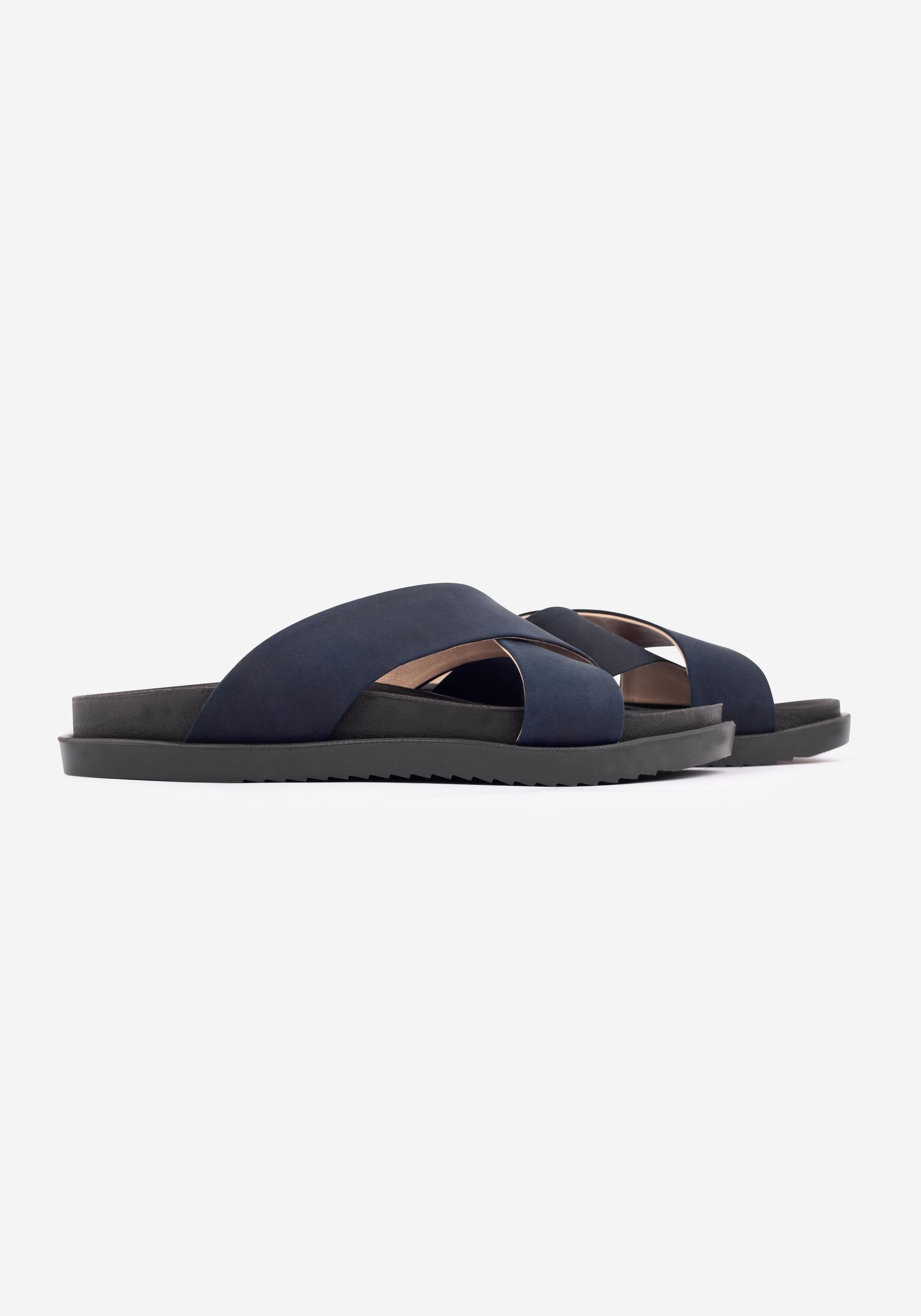 Atlantic Navy Crossover Leather Slide