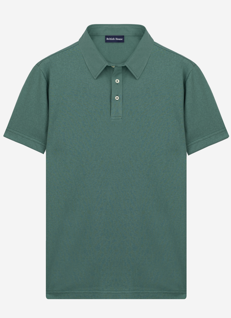 Sea Green Cotton Polo Shirt