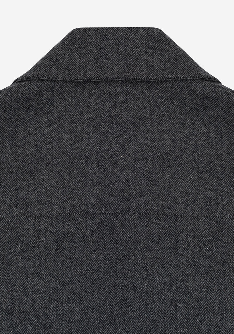 Anthracite Grey Wool-Blend Bomber Jacket