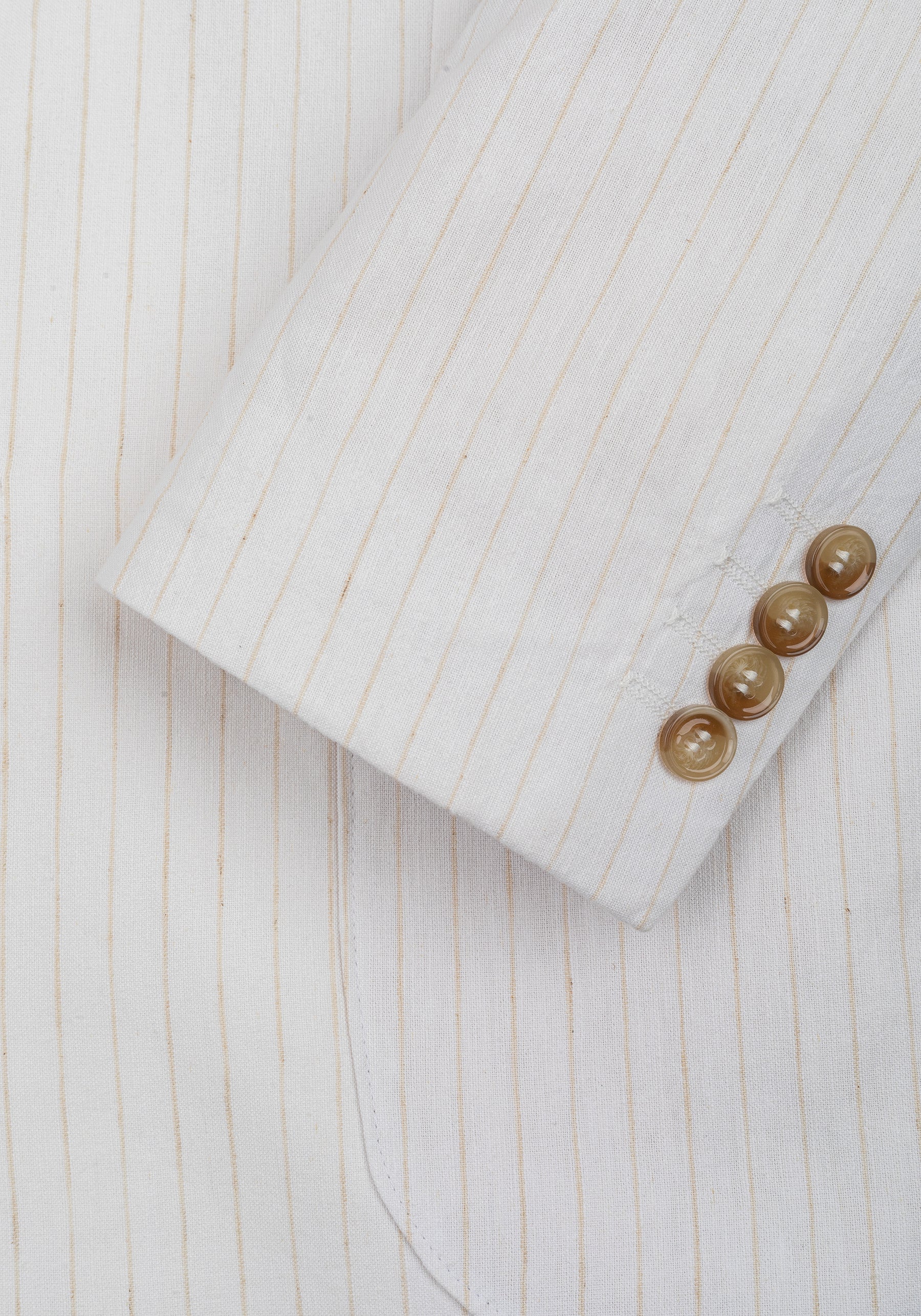 White Desert Beige Stripe Cotton Tencel Linen Blazer