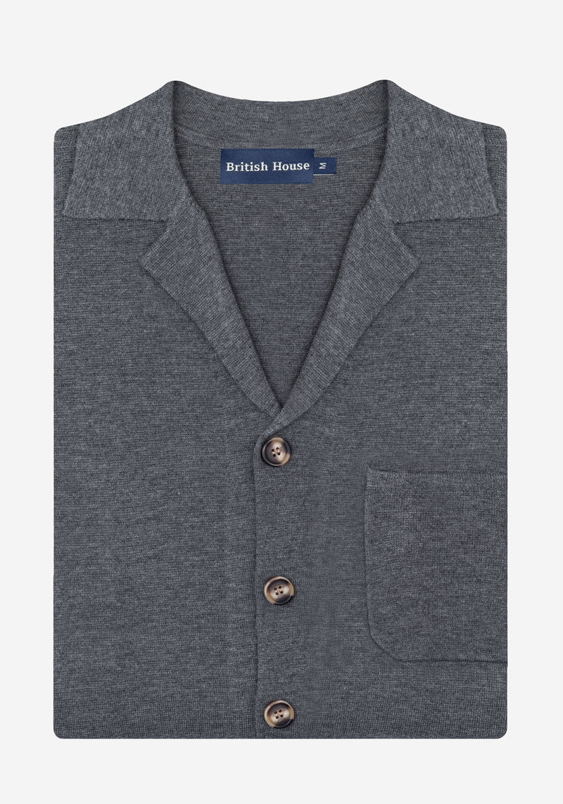 Eclipse Grey Merino Wool Blend Cardigan