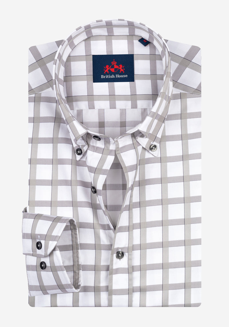 Steel Grey Checked Signature Twill Shirt