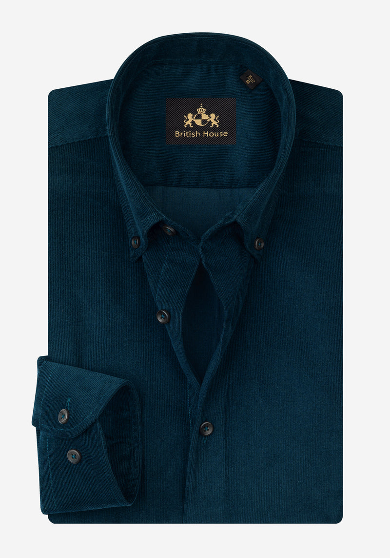 Midnight Teal Corduroy Shirt