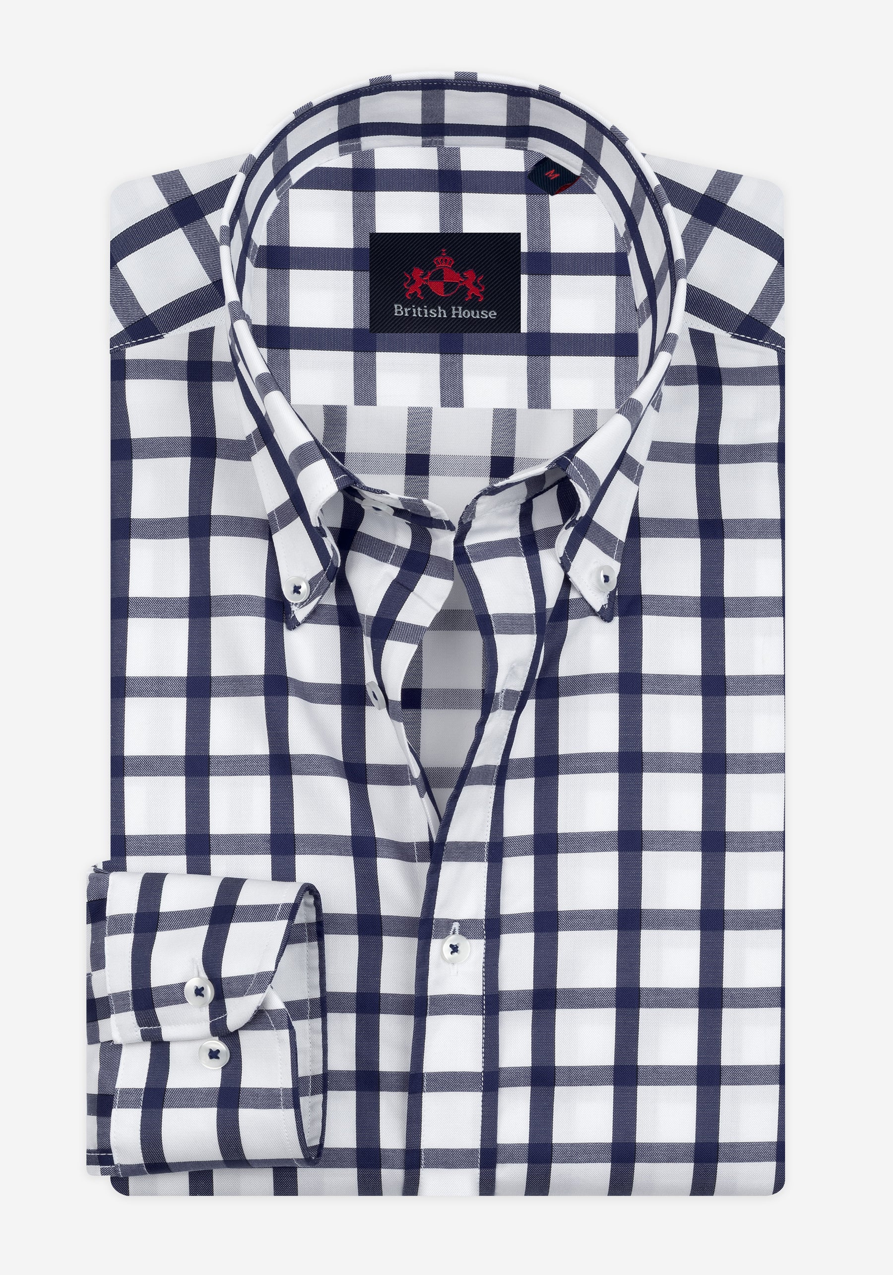 Solid Navy Checked Signature Twill Shirt