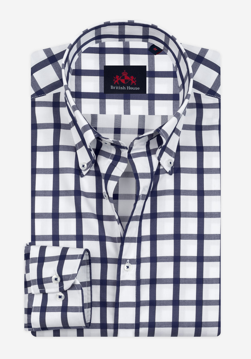 Solid Navy Checked Signature Twill Shirt