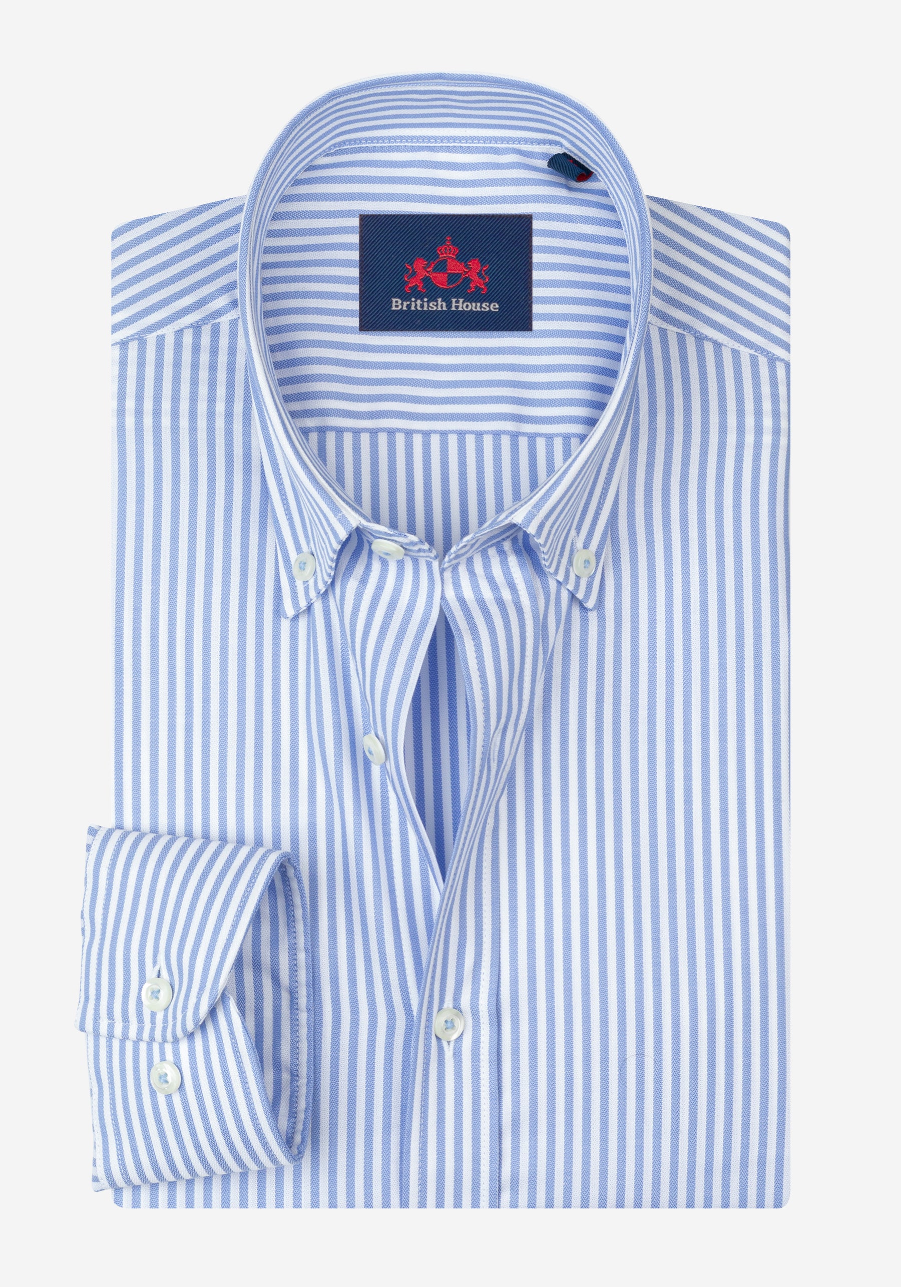 Pale Blue Stripe Herringbone Shirt