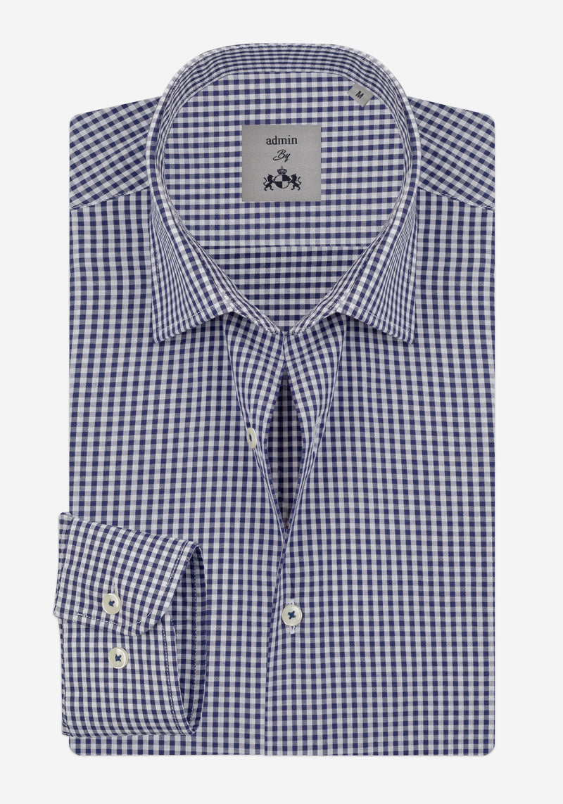 Slate Navy Checked Poplin Shirt