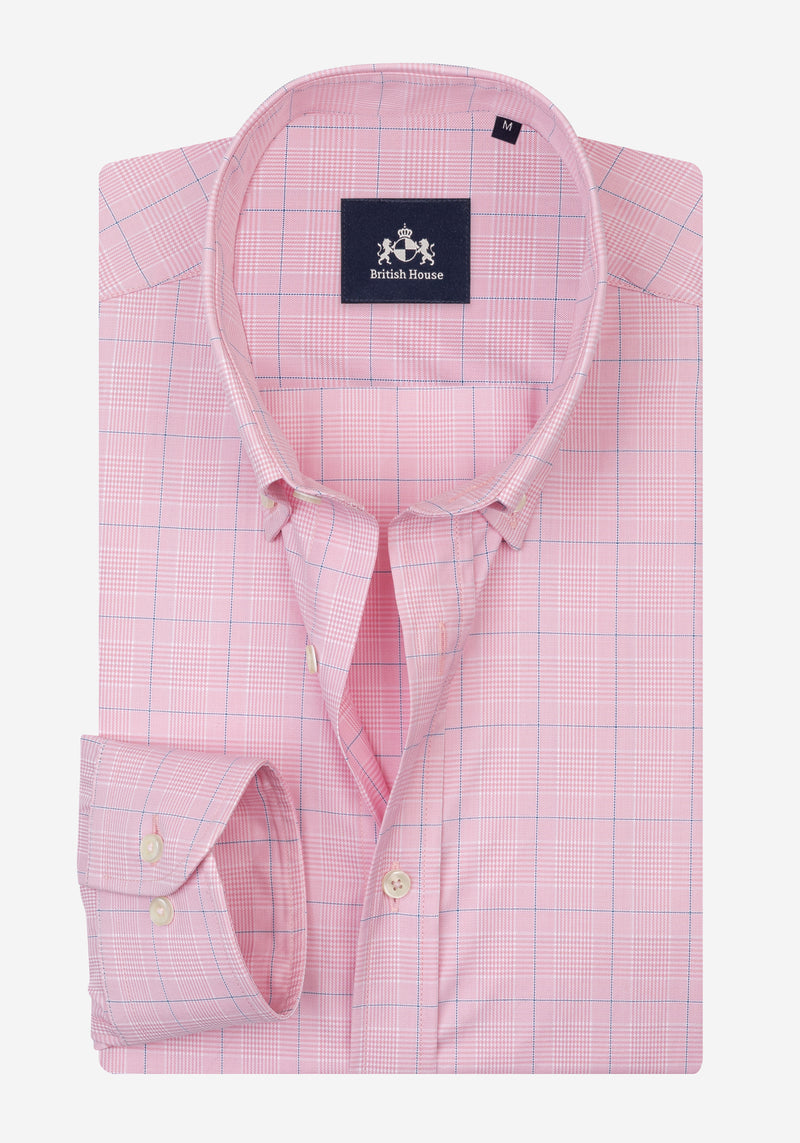 Cherry Pink Checked Signature Twill Shirt
