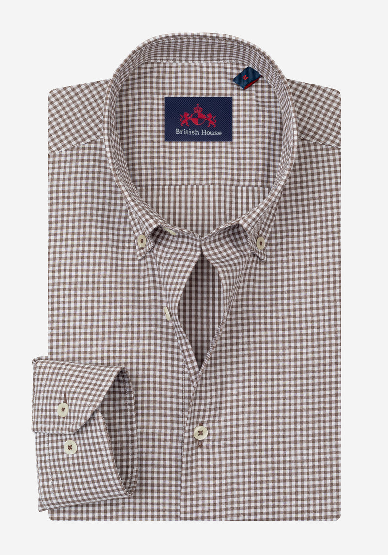 Hazel Brown Checked Poplin Shirt
