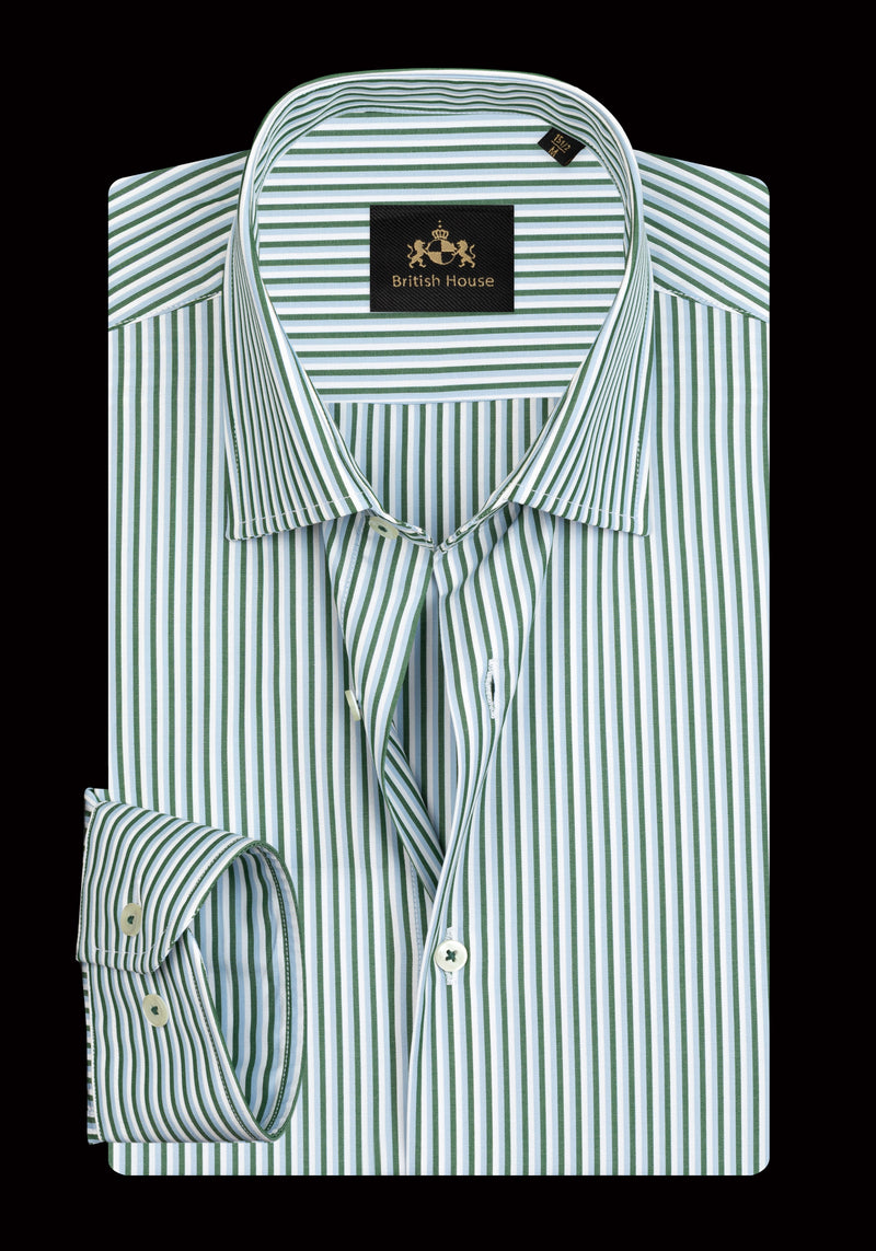 Forest Green Stripe Oxford Shirt