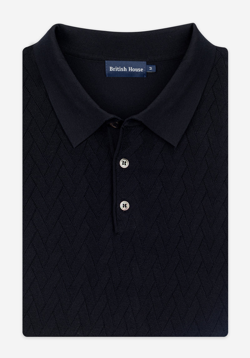 Carbon Black Polyamide Knitted Polo Shirt