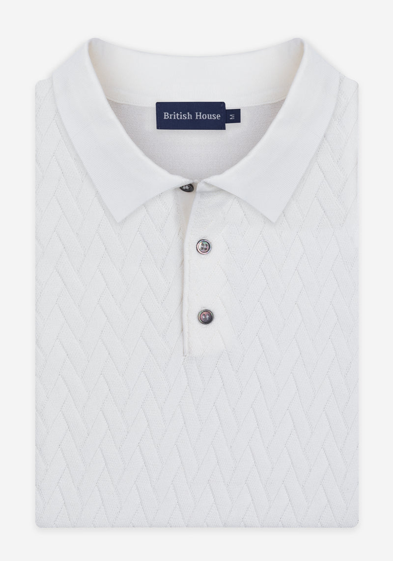Pearl White Polyamide Knitted Polo Shirt