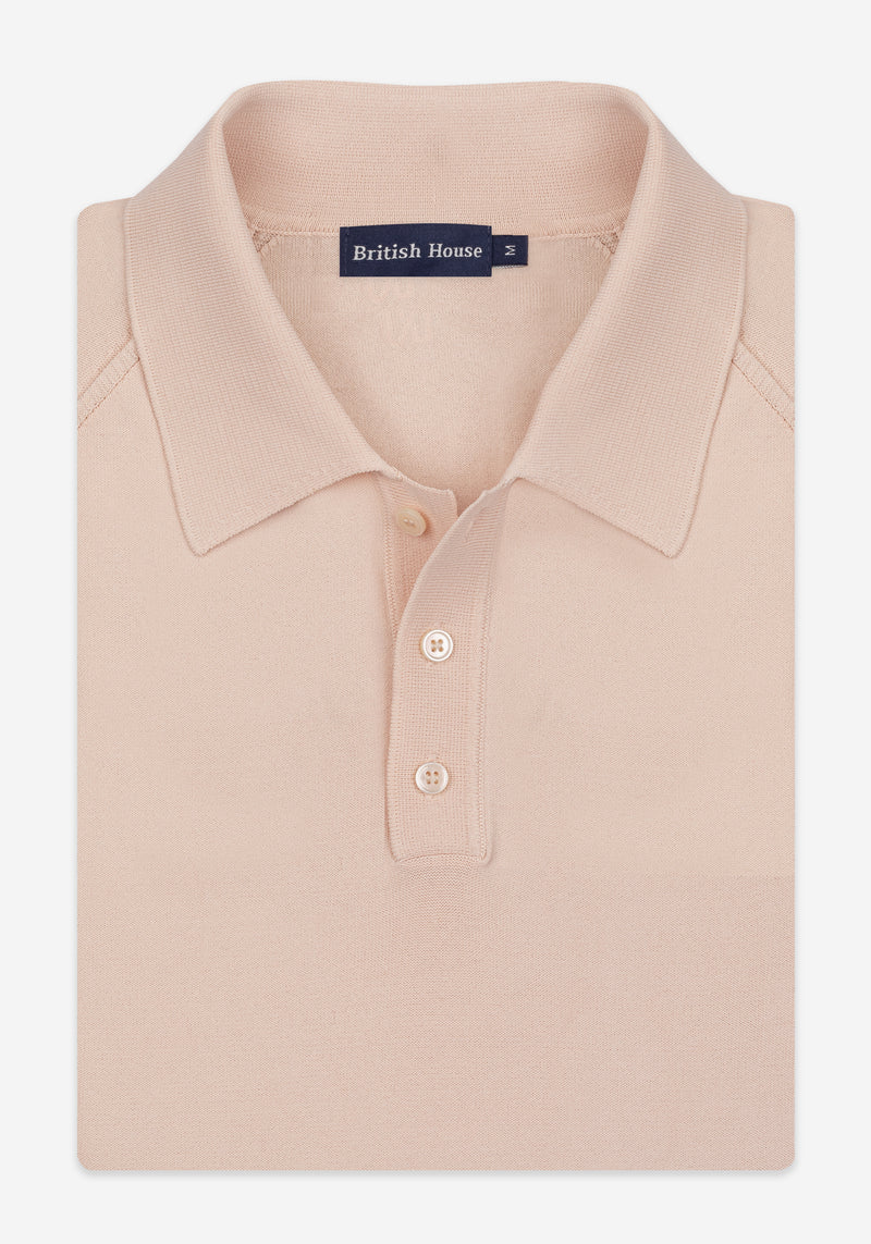 Pale Rose Polyamide Knitted Polo Shirt