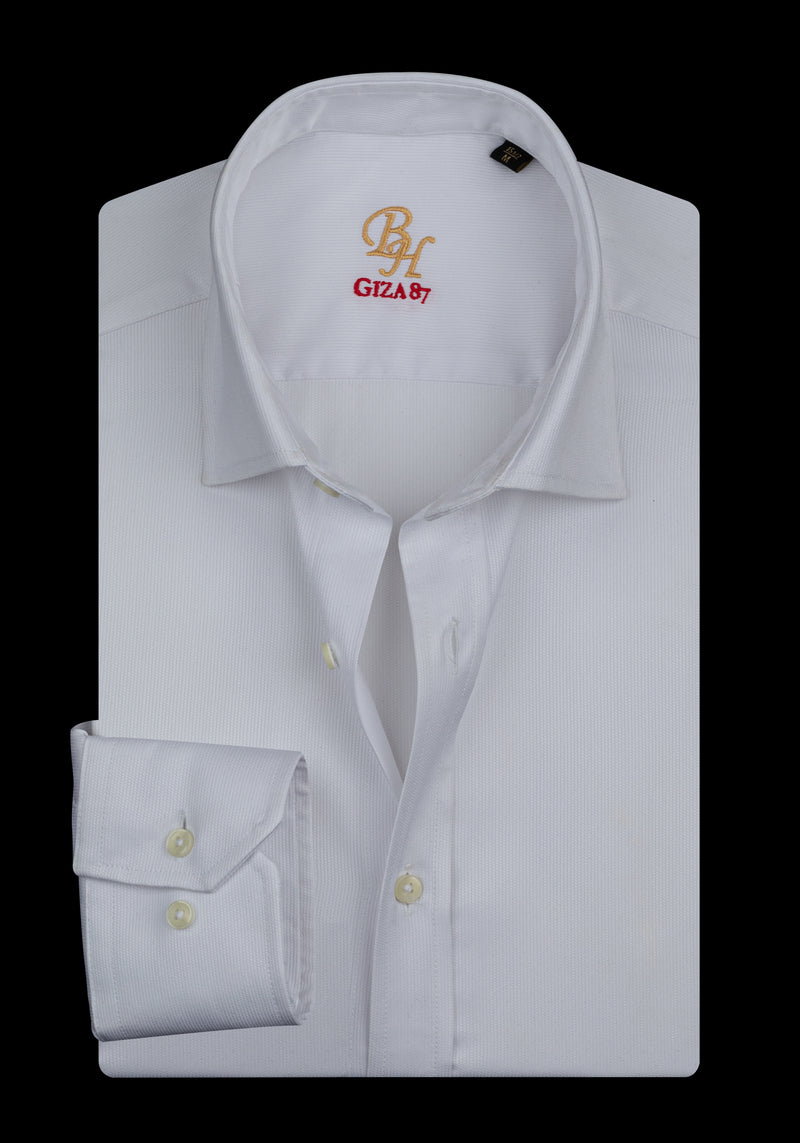 Giza 87 Cotton Imperial White Basket Weave Shirt
