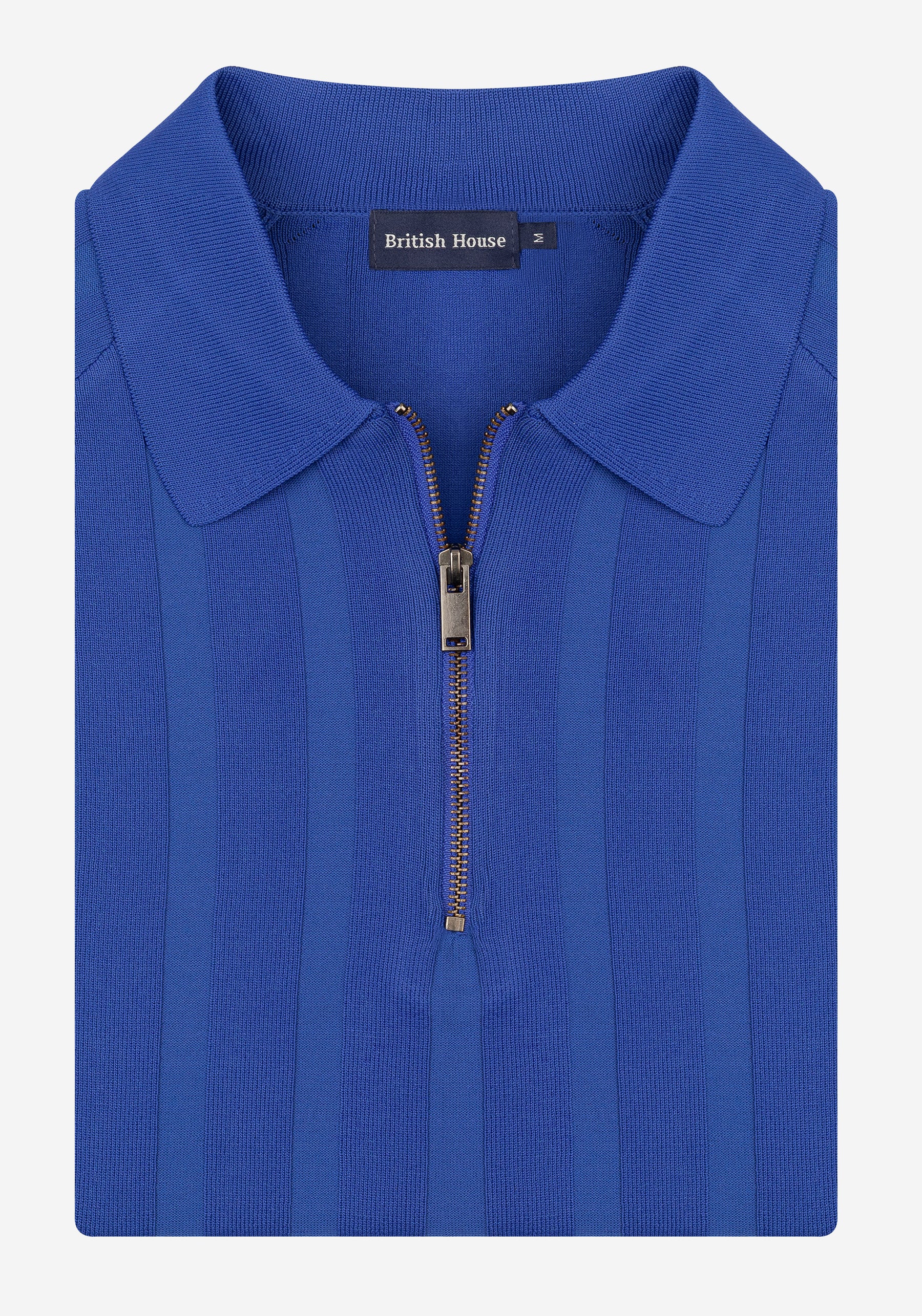 Rich Blue Polyamide Knitted Polo Shirt